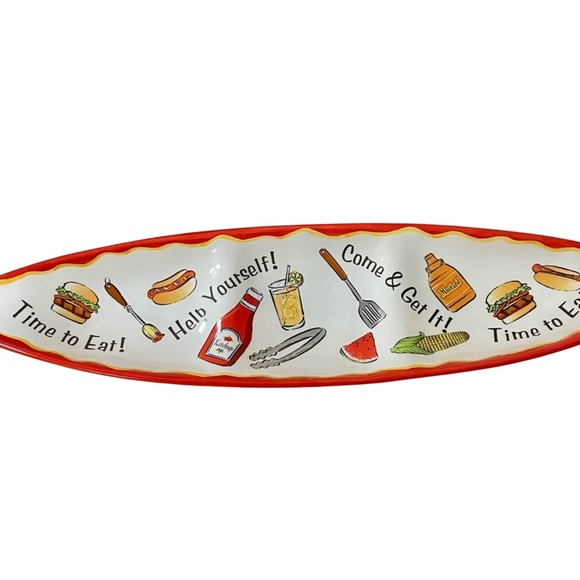 Bella Casa Ganz Skateboard Shaped Serving Platter 3 Compartment Food Graphics - Picture 2 of 8